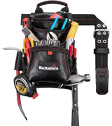 Hultafors Work Gear HT5433 Carpenter's Heavy-Duty Leather Nail & Tool Bag, Double-Gusset Front Pockets Hultafors