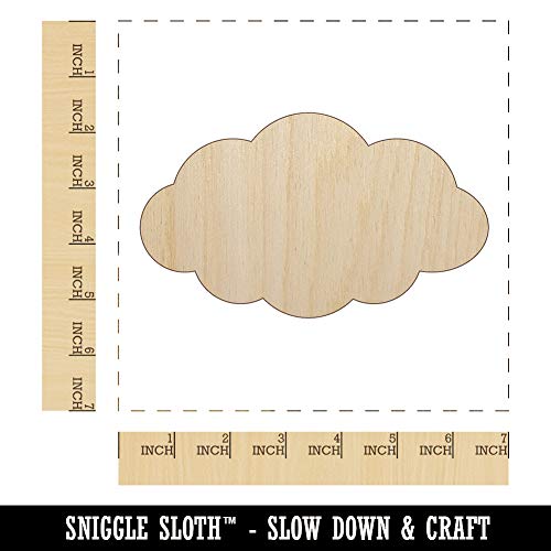 Cloud Solid Unfinished Wood Shape Piece Cutout for DIY Craft Projects - 1/4 Inch Thick - 6.25 Inch Size Sniggle Sloth