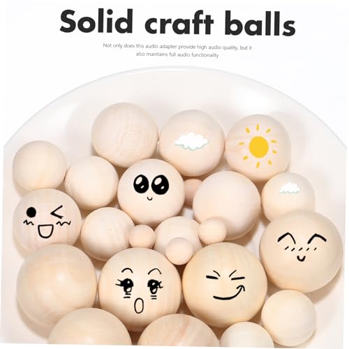 Yardenfun 40pcs Wooden Wheel Craft Wood Balls Solid Wood Wooden Wooden Balls Solid Bead Nonporous Accessories Round Wreath Wood Color Wooden Beads Yardenfun