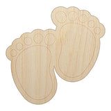 Baby Footprints Unfinished Wood Shape Piece Cutout for DIY Craft Projects - 1/4 Inch Thick - 6.25 Inch Size Sniggle Sloth