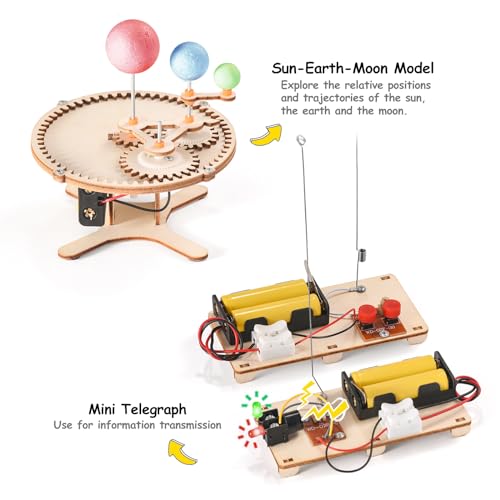 STEM Science Kits, 5 Set Building Kits for Kids Ages 8-12, 3D Wooden Puzzles, Wood Crafts for Boys 6-8, Science Experiment Projects, Woodworking Yutin