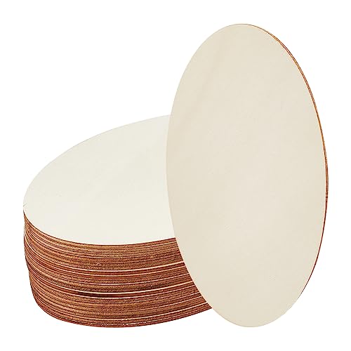 NBEADS 20 Pcs Wood Oval Sheets, Unfinished Thin Blank Wood 5.9×3.5 Inch(14.9×9cm) Oval Craft Wood Wooden Discs Slices for DIY Craft Wedding Christmas - WoodArtSupply