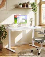 Marsail Standing Desk with Drawer, 48 x 24 inch Whole Piece Tabletop Electric Standing Desk, Height Adjustable Desk with USB Charging Ports, Sit Marsail