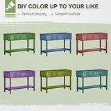 Outsunny Raised Garden Bed with 8 Pockets and Shelf, Wooden Elevated Planter Box with Legs to Grow Herbs, Vegetables, and Flowers, Dark Brown Outsunny