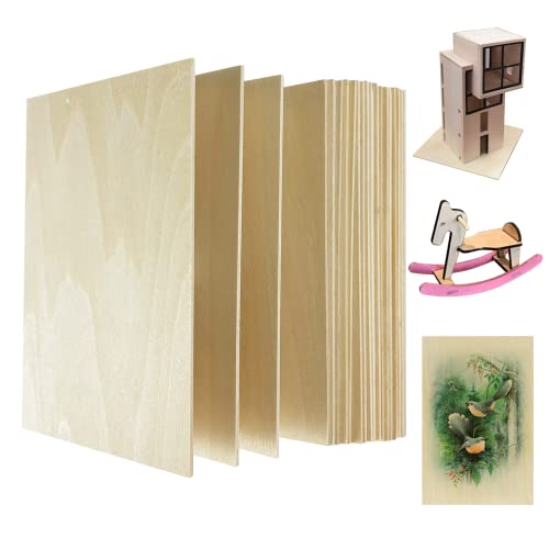 MUXGOA 20 Pack Basswood Sheets for Craft, Laser, Wood Burning, Wooden DIY Ornaments, Unfinished Thin Balsa Plywood Sheets can be Cut & Painted to - WoodArtSupply