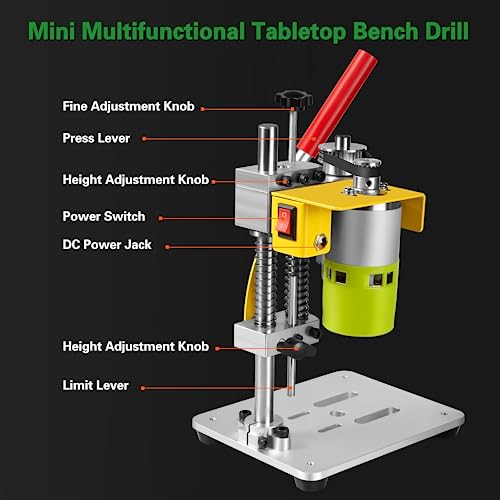 Mini Drill Press, Benchtop Drill Press Adapter for Hand Drill, CNC Small Drill Press 7-Speed Portable Precision Drilling Machine B10 Chuck for DIY - WoodArtSupply