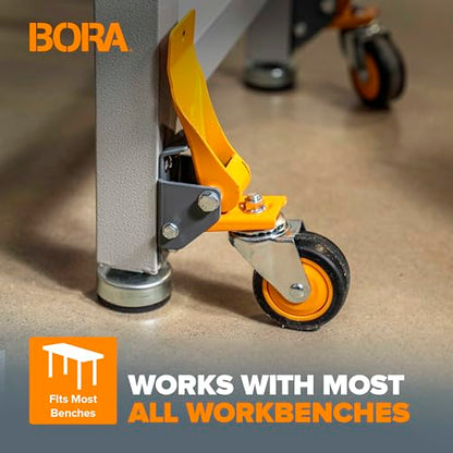 BORA Heavy Duty Workbench 4-Caster Set for Workshop Mobility, Swivel, Locking 155 pound Non-marking Rubber 3-inch Wheels, Total Weight Capacity of - WoodArtSupply