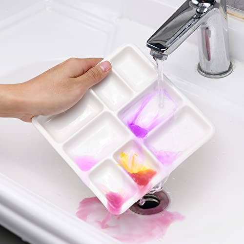 MEEDEN 8-Well Ceramic Artist Paint Palette, Square Porcelain Watercolor Palette, White Ceramic Mixing Tray for Gouache Painting, Oil Painting, MEEDEN