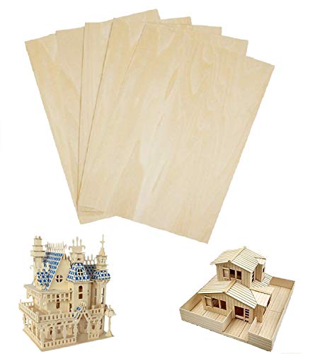 Basswood Sheets Unfinished Plywood for Crafts - 5 PCS 1/16 x 8 x 12Inch Thin Wood Sheet for Craft DIY DAMI