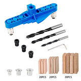 CABINAHOME 74 pcs handheld dowel jig kit 2 in 1 Center Scriber Line doweling hole jig with Wood Dowels Pins Drill Bits for Woodworking Drilling and CABINAHOME