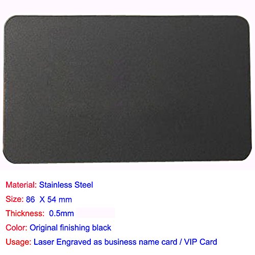 Ebamaz Metal Business Cards Tablet Thick 86X54mm Pack of 10PCS (Stainless Steel 0.5mm thickness, Original Finishing Black, Blank) - WoodArtSupply