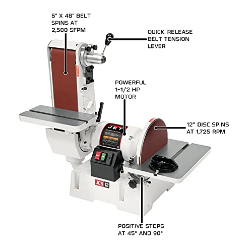 JET 6" x 48" Belt and 12" Disc Benchtop Sander, 1-1/2 HP, 1Ph 115/230V (JSG-6DC) - WoodArtSupply