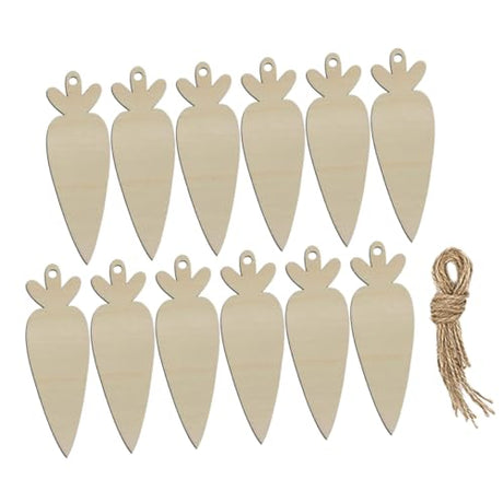 BESPORTBLE 12pcs Carrot Pendant Unfinished Blank Signs Unfinished Wood Crafts Easter Wood Slices Easter Hanging Gift Tags Unfinished Wood Tags BESPORTBLE
