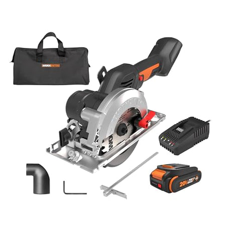 Worx Nitro 20V Brushless 4-1/2" Cordless Circular Saw, Compact Circular Saw, Up to 6,900 RPM, 0-46° Bevel Cuts, Circular Saw Cordless WX531L – WORX