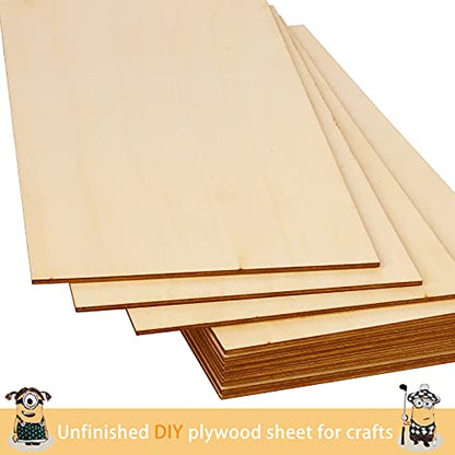Unfinished Blank Plywood Sheets- 12 Pcs 12"x6" Balsa Wood Board Sheets for Crafts, Wood Burning, House DIY Wooden Model, for Arts and Crafts, School