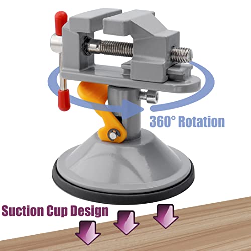 Yakamoz Mini Bench Vise 360 Degree Suction Vise Small Table Vice Clamp Workbench Vise for Jewelry Making DIY Wood Craft Carving Breads Drilling Bed