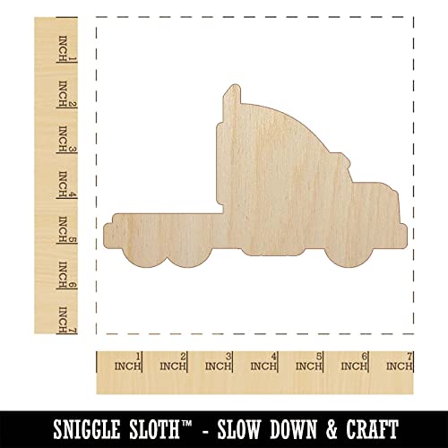 Big Rig Mac Semi Truck Unfinished Wood Shape Piece Cutout for DIY Craft Projects - 1/4 Inch Thick - 6.25 Inch Size Sniggle Sloth