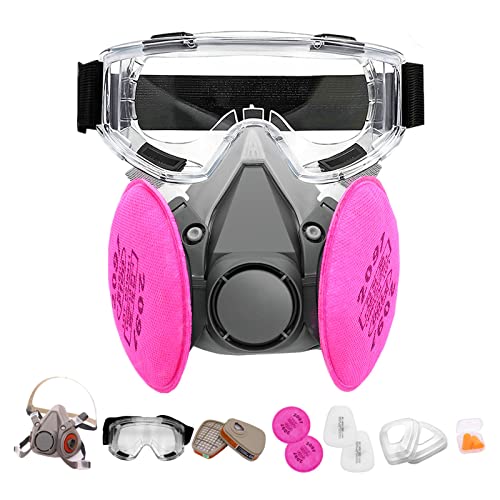 BEAUKAU Epoxy Respirator with 2091 Filter and 6001 Filter Goggle, Paint Respirator for Women and Men Used for Resin, Asbestos, Painting, Particle,