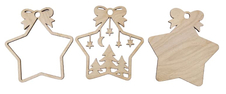 Star Tree Scene Door Sign 3 Pieces Laser Cut Out Unfinished RND34 The Wood Shape Store