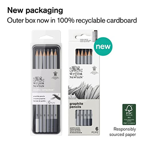 Winsor & Newton Studio Collection Artist Pencils, Graphite Pencils, Set of 6 Winsor & Newton