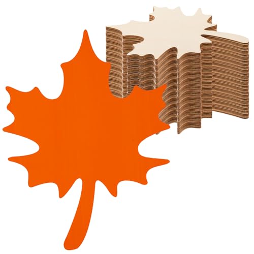 12 Pcs Wood Maple Leaf Cutouts Unfinished Wood Maple Leaves Cutout Blank Fall Leaf Wood Slices Wood Thanksgiving Signs Ornaments for DIY Door Hanger AWIZOM