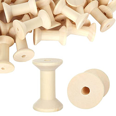 CYEAH 40PCS Wooden Spools for Crafts 2 Inch, Empty Thread Spools for Crafts, Splinter- Free Unfinished Wood Spools for Embroidery and Sewing Machines