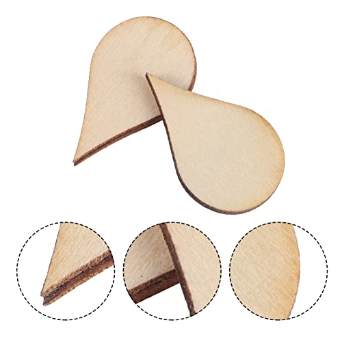 BESTOYARD 50 Pack Nativity Decor Wooden Teardrop Shape Wood Piece Woodsy Decor Wood Teardrop Blanks DIY Craft Wood Embellishments Ornaments Water BESTOYARD