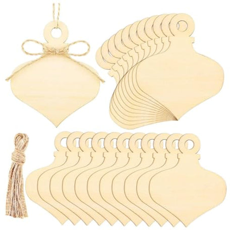 VOSAREA 40pcs Light Bulb Shaped Wood Chips Unfinished Wood Light Bulbs Christmas Light Bulb Cutouts Wooden Shape Holiday Christmas Wood Cutouts VOSAREA