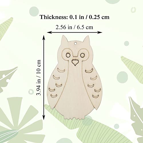 20pcs Owl Shape Wood Cutouts DIY Crafts Owl Bird Unfinished Wooden Tags Ornaments for Wedding Birthday Party Decoration