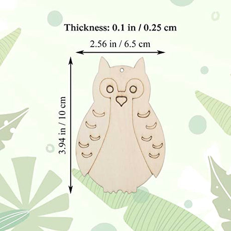 20pcs Owl Shape Wood Cutouts DIY Crafts Owl Bird Unfinished Wooden Tags Ornaments for Wedding Birthday Party Decoration JANOU