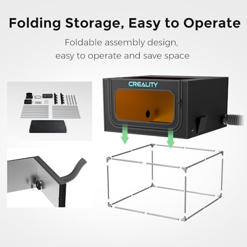 Creality Laser Engraver Enclosure 2.0 with Vent, Isolate Smoke Laser Cutting Machine Protective Cover with Eye Protection, Against Noise,Suitable for Creality