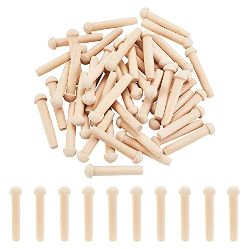 OLYCRAFT 50Pcs Mini Wooden Axle Peg 1-4/5Inch Unfinished Wooden Peg Blank Mushroom Wooden Peg Burlywood Axle Pegs Fits 8mm Hole Wooden Wheel for DIY - WoodArtSupply