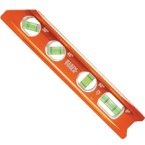 Klein Tools 935RB Torpedo Level, 8-Inch Billet Magnetic Level, 0/30/45/90 Degree Vials, V-Groove, Tapered Nose, High-Visibility Vial and Body - WoodArtSupply