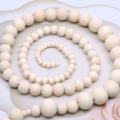 Jdesun Colorful Wooden Beads,100pcs Large Hole Round Wood Spacer Bead  Wooden loose beads for DIY Bracelet Necklace Jewelry Craft