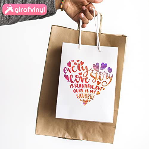 GIRAFVINYL Holographic Vinyl Rose Gold Permanent Vinyl for Cricut - 12" x 12" 6 Sheets Self-Adhesive Vinyl for DIY Decor, Signs, Parties, Gifts & GIRAFVINYL