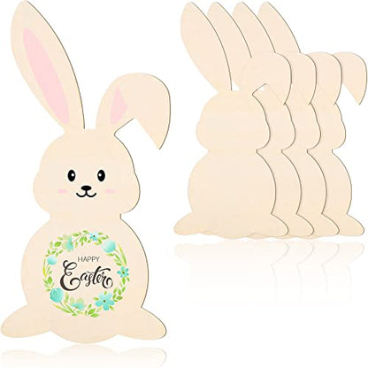 4 Pieces 16 Inch Easter Wooden Bunny Cutouts Unfinished Wooden Bunny Cutout Easter Rabbit Cutouts for Easter Crafts Easter Spring Decorations - WoodArtSupply