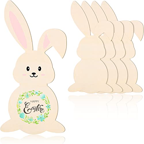 4 Pieces 16 Inch Easter Wooden Bunny Cutouts Unfinished Wooden Bunny Cutout Easter Rabbit Cutouts for Easter Crafts Easter Spring Decorations - WoodArtSupply