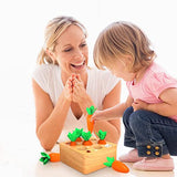 Montessori Toys for 1 Year Old, Wooden Toys Developmental Shape Sorting & Matching Puzzle Carrots Harvest Game, Birthday Gifts for Toddlers Babies Wdmiya