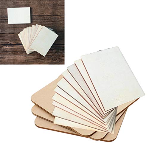 Healifty 24pcs Craft Wooden Slices Wooden Log Wooden Embellishments Wooden Gift Tag Wooden Coasters Unfinished Wood Shapes Rectangular Wood Slices Healifty