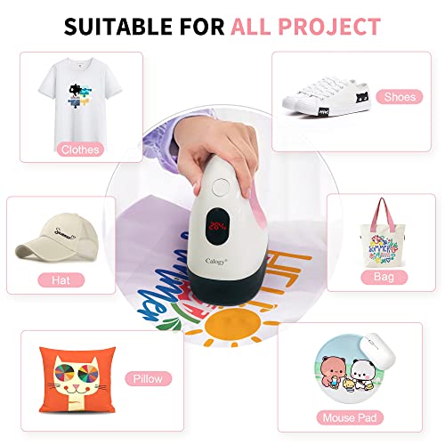Calogy Mini Heat Press, Heat Transfer Machine, Constant Temp Control, Insulated Safety Base, Fits for Crafts, T-Shirt, Hat, Cap, Pillows (White Pink) Calogy