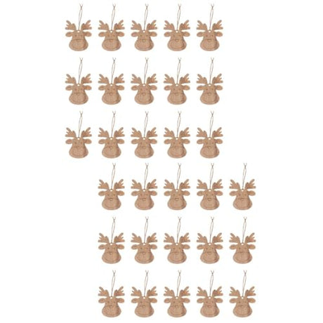 SEWACC 40Pcs Wooden Deer Head Christmas Ornaments Hanging Wooden Blank Reindeer Pendant DIY Unfinished Christmas Tree Hanging Slices with Ropes for SEWACC