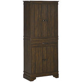 HOMCOM 72" Farmhouse Kitchen Pantry, 4-Door Rustic Storage Cabinet with Drawer and 3 Shelves, Walnut HOMCOM