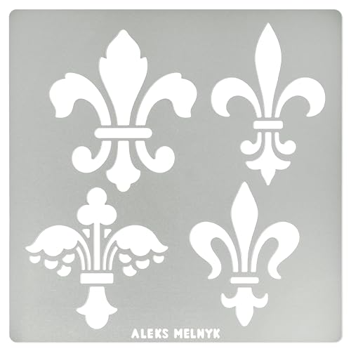 Aleks Melnyk No.251 Metal Stencil, Fleurs de LYS Symbole, French Fleur-de-lis, Lily Flower, Ornament, Vintage, Patterns, Template for Wood Burning, Aleks Melnyk