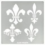 Aleks Melnyk No.251 Metal Stencil, Fleurs de LYS Symbole, French Fleur-de-lis, Lily Flower, Ornament, Vintage, Patterns, Template for Wood Burning, Aleks Melnyk