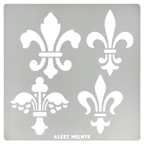 Aleks Melnyk No.251 Metal Stencil, Fleurs de LYS Symbole, French Fleur-de-lis, Lily Flower, Ornament, Vintage, Patterns, Template for Wood Burning, Aleks Melnyk