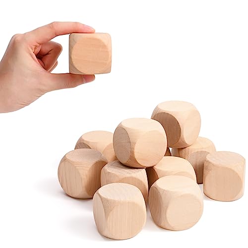 Blank Wood Dice 1-1/2 inch 20PCS Unfinished Square Blocks 40mm Small Wooden Cubes with Rounded Corners for DIY Craft Projects - WoodArtSupply