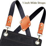 AFUN Work Aprons for Men with Large Pockets, Cotton Canvas Cross Back Heavy Duty Adjustable Tool Apron, Size M to XXL (Black) AFUN