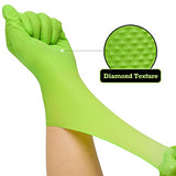 TITANflex Thor Grip Heavy Duty Green Industrial Nitrile Gloves, 8-mil, Medium, Box of 100, Latex Free, Raised Diamond Texture Grip, Powder Free, Food TITANflex