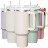 KISSKIND 40 oz tumbler with handle Travel Mug Straw Covers Cup with Lid Insulated Quencher Stainless Steel Water Iced Tea Coffee Gift ROSE… KISSKIND