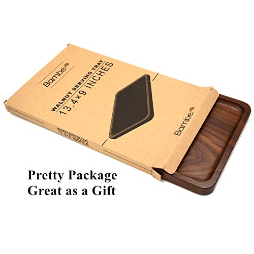 Bamber Wood Rectangular Serving Trays, Medium, Black Walnut, 13.4 x 9 Inches Bamber